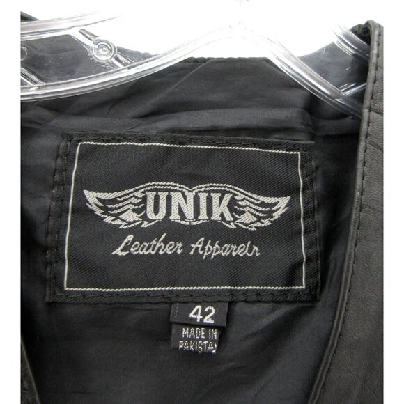 Unik Vest 42 Genuine Leather Jacket Motorcycle Western Snap Front * - Picture 9 of 11